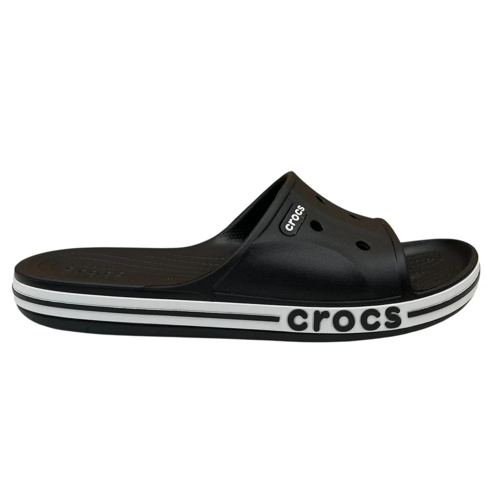 Crocs Bayaband Mens Slide Sandals Size 9 Black White Water‎ Friendly Lightweight